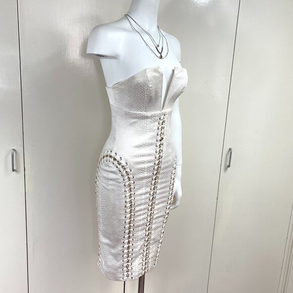 HOUSE OF CB LONDON METAL BRAID UP Jackard DRESS S - Picture 4 of 17